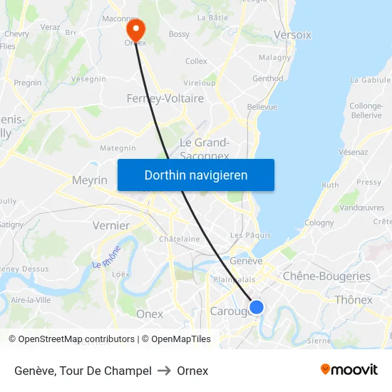 Genève, Tour De Champel to Ornex map