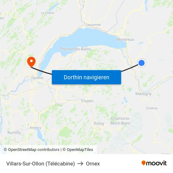 Villars-Sur-Ollon (Télécabine) to Ornex map