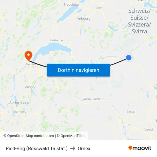 Ried-Brig (Rosswald Talstat.) to Ornex map
