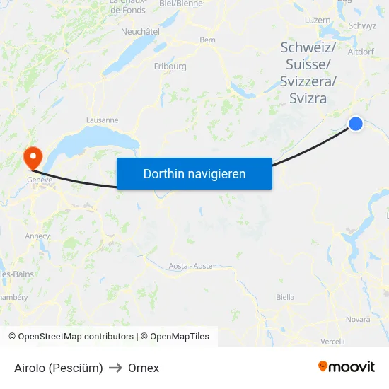 Airolo (Pesciüm) to Ornex map