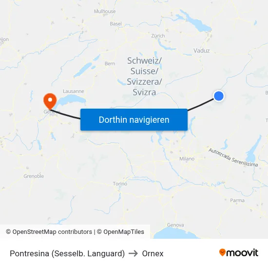 Pontresina (Sesselb. Languard) to Ornex map