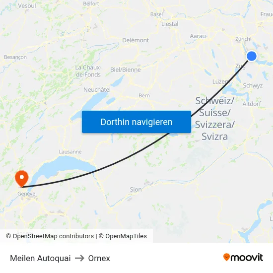 Meilen Autoquai to Ornex map