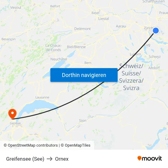 Greifensee (See) to Ornex map