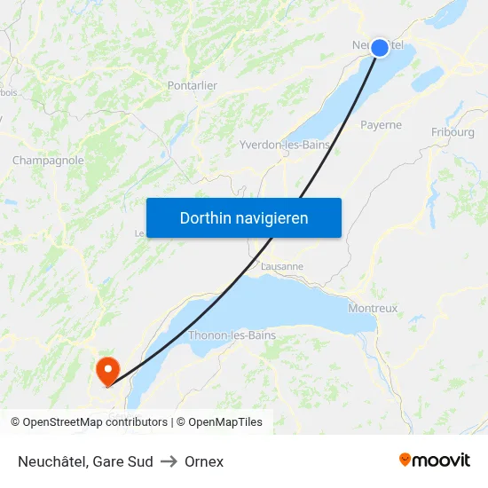 Neuchâtel, Gare Sud to Ornex map