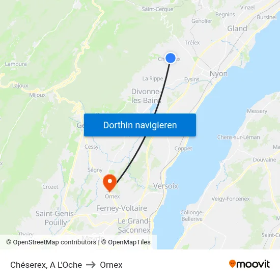 Chéserex, A L'Oche to Ornex map