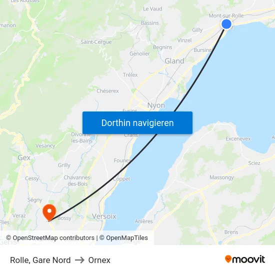 Rolle, Gare Nord to Ornex map