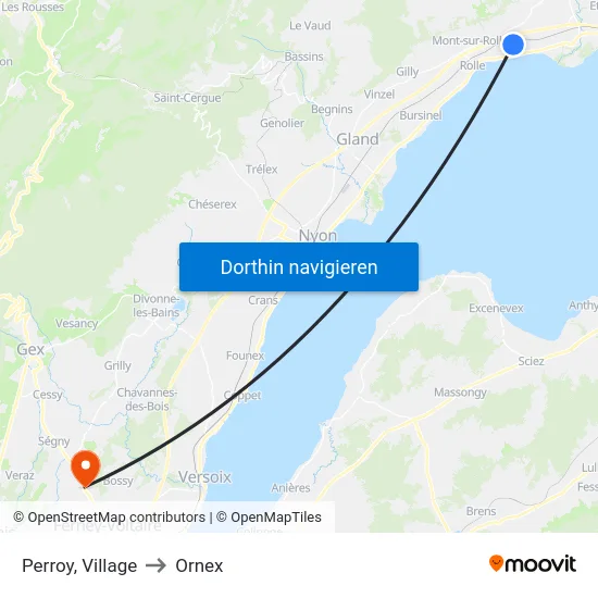 Perroy, Village to Ornex map