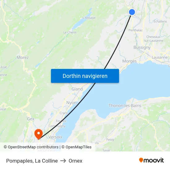 Pompaples, La Colline to Ornex map