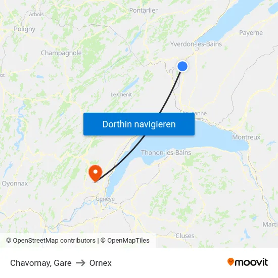 Chavornay, Gare to Ornex map