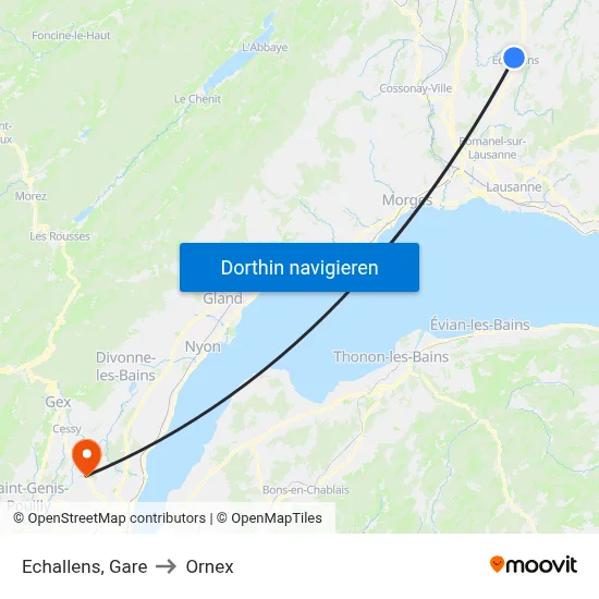 Echallens, Gare to Ornex map