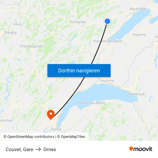 Couvet, Gare to Ornex map