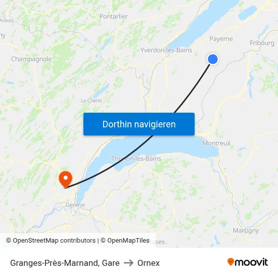 Granges-Près-Marnand, Gare to Ornex map
