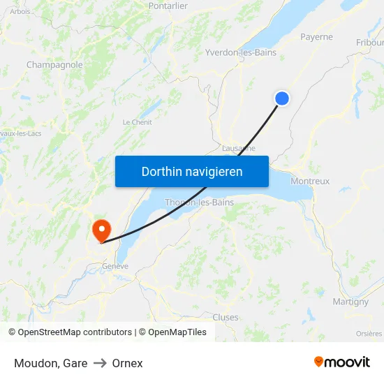 Moudon, Gare to Ornex map