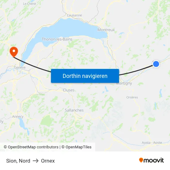 Sion, Nord to Ornex map
