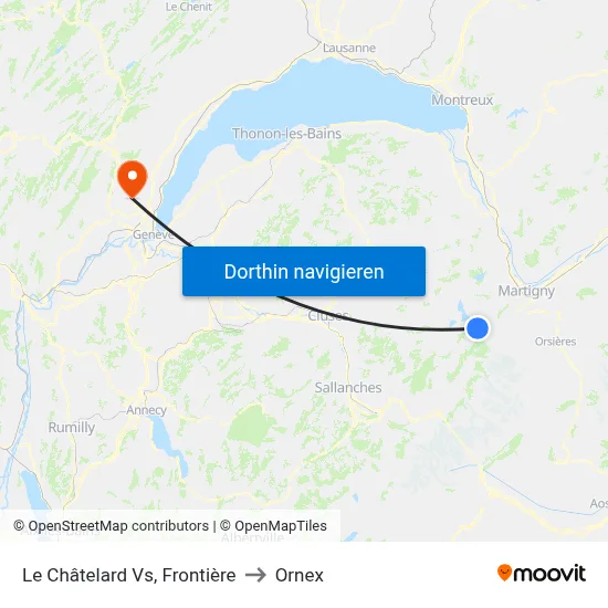 Le Châtelard Vs, Frontière to Ornex map