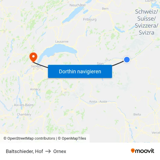 Baltschieder, Hof to Ornex map