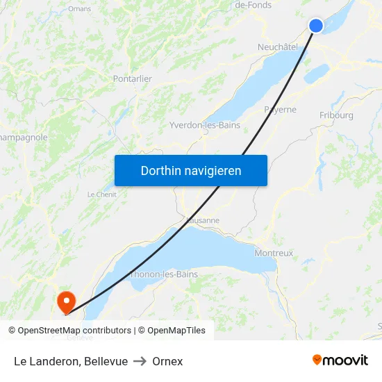 Le Landeron, Bellevue to Ornex map