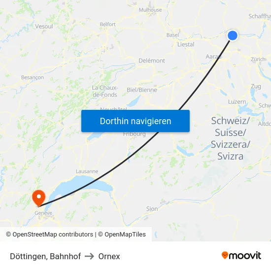 Döttingen, Bahnhof to Ornex map