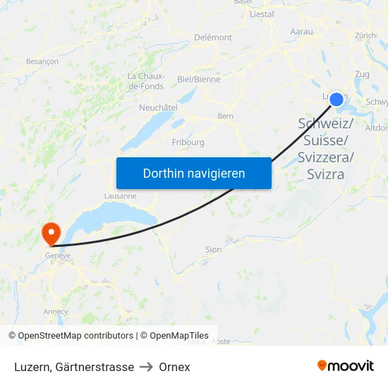 Luzern, Gärtnerstrasse to Ornex map