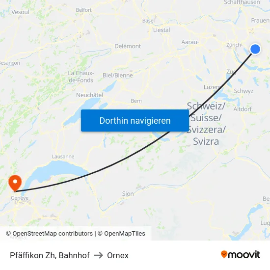 Pfäffikon Zh, Bahnhof to Ornex map