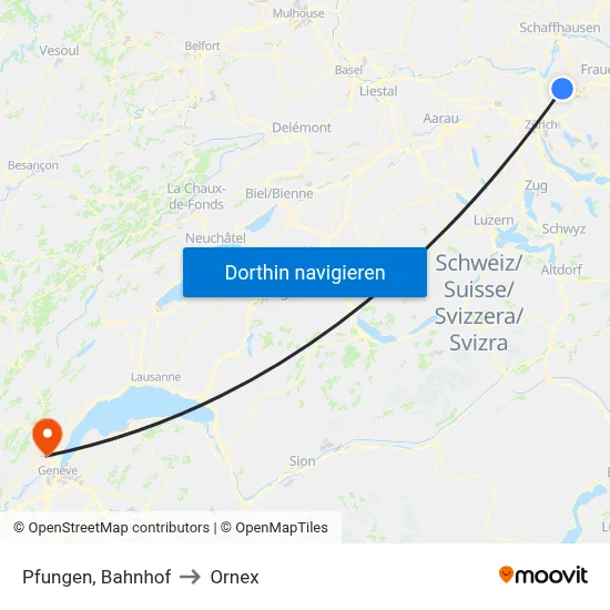 Pfungen, Bahnhof to Ornex map