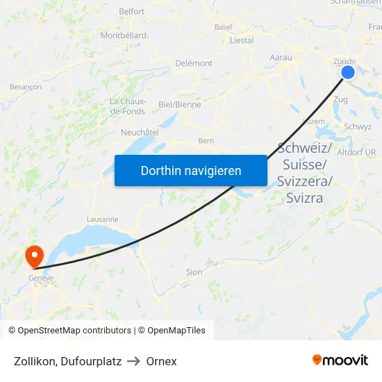 Zollikon, Dufourplatz to Ornex map