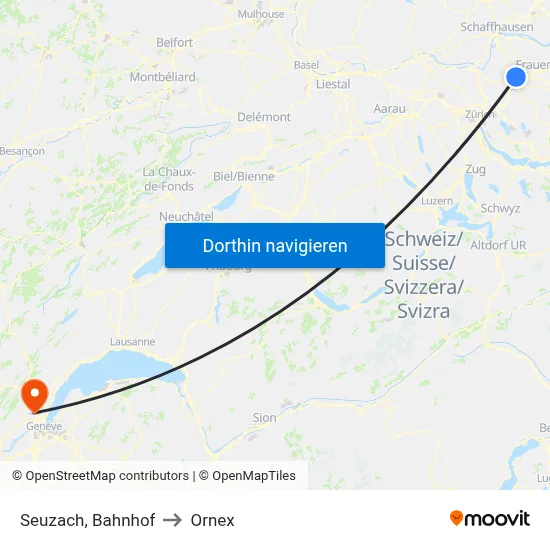 Seuzach, Bahnhof to Ornex map