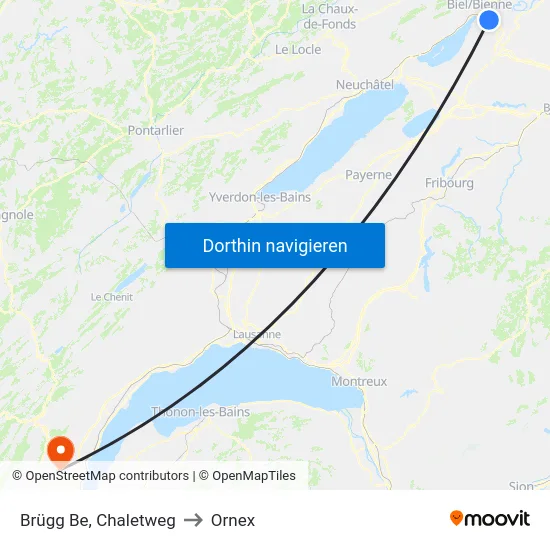 Brügg Be, Chaletweg to Ornex map