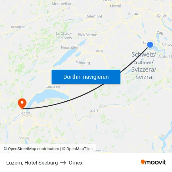 Luzern, Hotel Seeburg to Ornex map