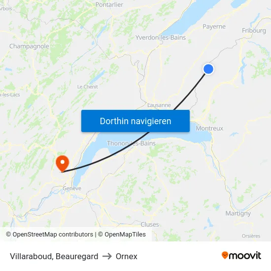 Villaraboud, Beauregard to Ornex map