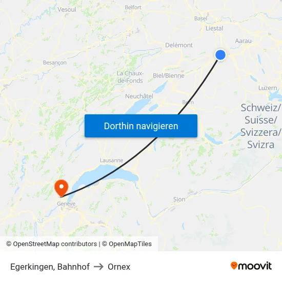 Egerkingen, Bahnhof to Ornex map
