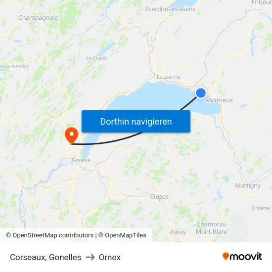 Corseaux, Gonelles to Ornex map