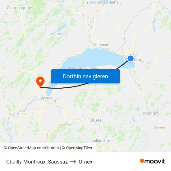Chailly-Montreux, Saussaz to Ornex map