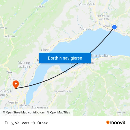 Pully, Val-Vert to Ornex map