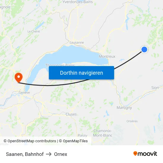 Saanen, Bahnhof to Ornex map