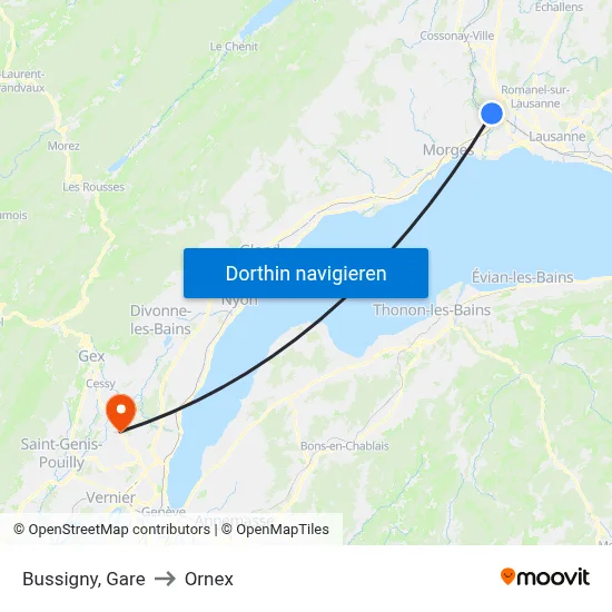 Bussigny, Gare to Ornex map