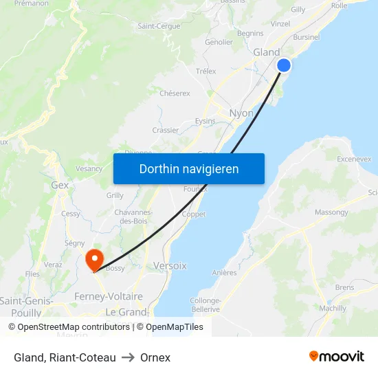 Gland, Riant-Coteau to Ornex map