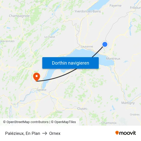 Palézieux, En Plan to Ornex map