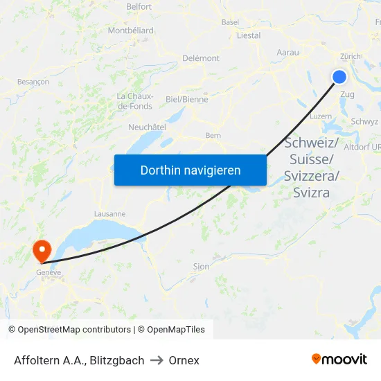 Affoltern A.A., Blitzgbach to Ornex map