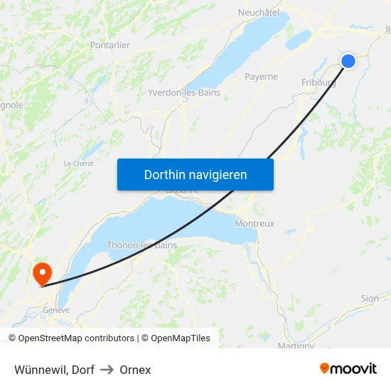 Wünnewil, Dorf to Ornex map
