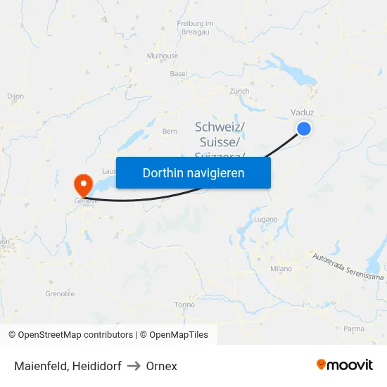 Maienfeld, Heididorf to Ornex map