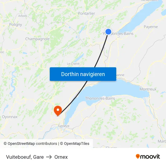 Vuiteboeuf, Gare to Ornex map