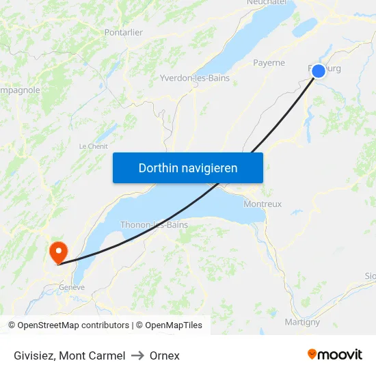 Givisiez, Mont Carmel to Ornex map