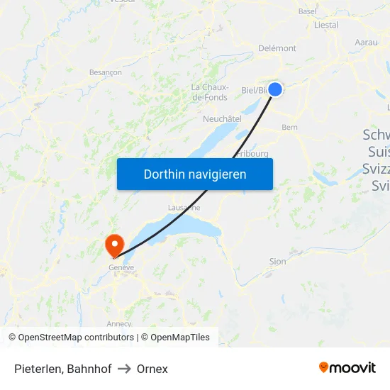 Pieterlen, Bahnhof to Ornex map