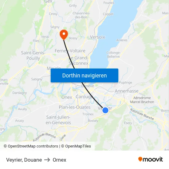 Veyrier, Douane to Ornex map