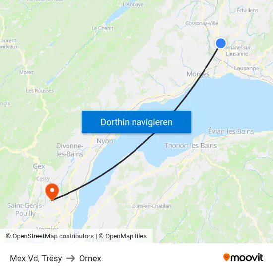 Mex Vd, Trésy to Ornex map
