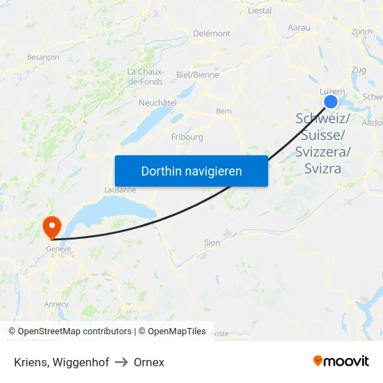 Kriens, Wiggenhof to Ornex map