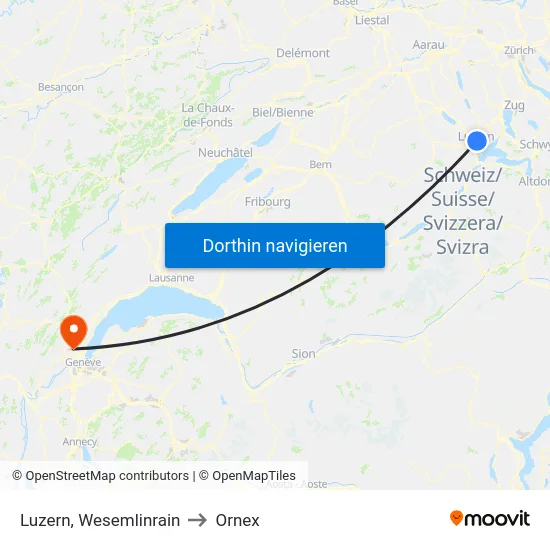 Luzern, Wesemlinrain to Ornex map