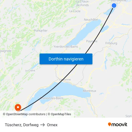 Tüscherz, Dorfweg to Ornex map