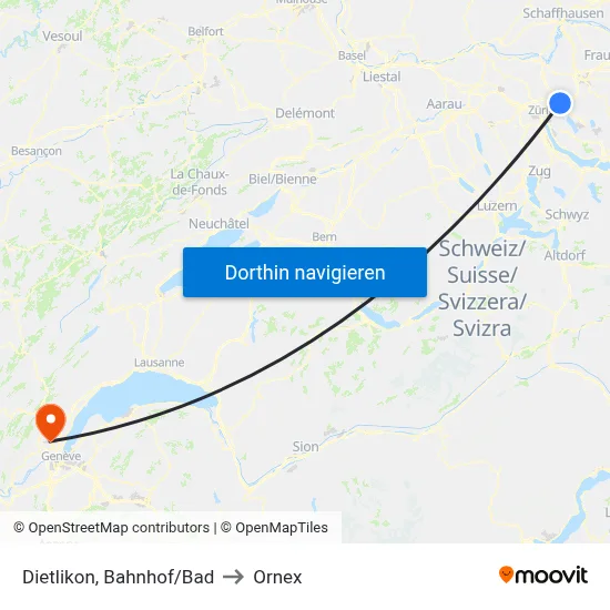Dietlikon, Bahnhof/Bad to Ornex map